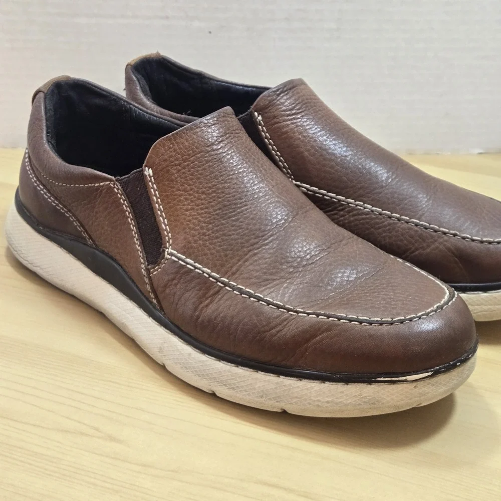 Johnston & Murphy Brown Leather Slip On Loafers Men's 8M Comfort Casual Shoe